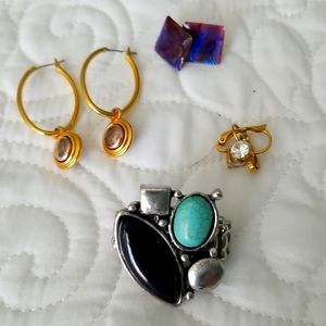 BUNDLE of earrings and ring.